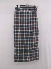 ◇ nano universe チェック カジュアル 膝下丈 タイト スカート サイズF ブラウン マルチ レディース P  【1307040032145】