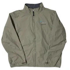 エルエルビーン 企業ロゴ L.L.Bean 【TGV4#1】刺繍 ベージュ系 ナイロンジャケット アウター フリース フルジップアップ ポケット 2XL メンズ 古着 長袖