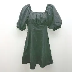 ◇ nice claup バックリボン サイドファスナー ボリューム袖 半袖 ひざ丈 ワンピース サイズFREE ブラック レディース E  【1307040037515】