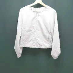 ◇ pageboy ノーカラー ファスナー カーディガン 羽織り カジュアル 長袖 ブルゾン サイズFREE ベージュ レディース E  【1307040037379】