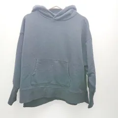 ◇ nano universe ナノ ユニバース フード スリット シンプル オシャレ 長袖 パーカー サイズF ネイビー レディース E  【1307040038727】