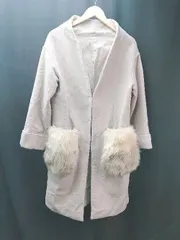 ◇ SENSE OF PLACE 裏地 起毛 フック 厚手 秋冬物 シンプル オシャレ ファー 長袖 コート サイズF ベージュ レディース E  【1307040038598】