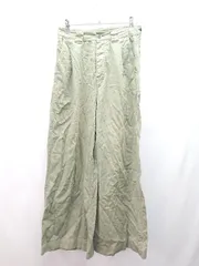 ◇ URBAN RESEARCH DOORS ベルト調節 ボタンフライ シンプル オシャレ カジュアル パンツ サイズ38 グリーン レディース E  【1307040040287】