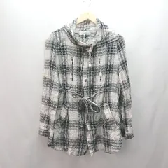 ◇ BLACK BY MOUSSY フード ジップアップ チェック柄 薄手 シンプル 長袖 ジャケット サイズF ブラック レディース E  【1307040040225】