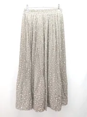 ◇ Ray Cassin ドット柄 ウエストゴム ポリエステル100% 上品 ロング プリーツ スカート サイズF ブラウン レディース E  【1307040040850】