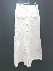 ◇ RETRO GIRL コットン100% フロントボタン カジュアル 無地 ロング フレア スカート サイズM アイボリー レディース E  【1307040040607】