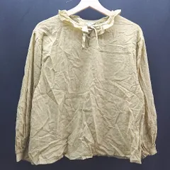 ◇ studio CLIP リボン 袖ゴム シアー シャツ カジュアル 長袖 ブラウス サイズF ライトグリーン レディース E  【1307040041291】