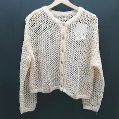 ◇ ◎ ●未使用● mily bilet メッシュ ポリエル100% 透け感 おしゃれ 長袖 ニット サイズM アイボリー レディース E  【1307040041123】