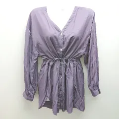 ◇ ViS ビス カジュアル シンプル フロントボタン ウエスト絞り 長袖 シャツ サイズF パープル レディース E  【1307040043776】