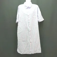 ◇ Shelly island カジュアル ストライプ シャツ 爽やか 半袖 ロング丈 ワンピース サイズM ピンク レディース E  【1307040043639】