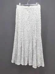 ◇ earth music&ecology カジュアル ウエストゴム レース ロング丈 フレア スカート サイズF モスグリーン レディース E  【1307040044124】