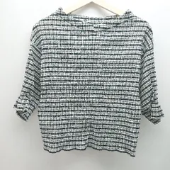 ◇ BEAUTY&YOUTH UNITED ARROWS カジュアル チェック柄 五分袖 カットソー 表記なし ブラック/ホワイト レディース E  【1307040043943】