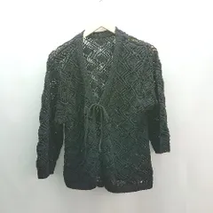 ◇ LOWRYS FARM カジュアル 編み編み 羽織り レイヤード 七分袖 カーディガン サイズF ブラック レディース E  【1307040044315】