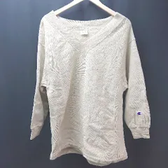 ◇ Champion チャンピオン カジュアル シンプル 裏起毛 サイドゴア 長袖 トレーナー サイズM ライトベージュ レディース E  【1307040045220】