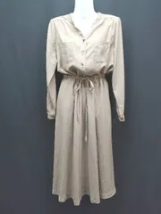 ◇ ANGELIEBE マタニティ 妊婦 お腹ゆったり カジュアル 長袖 ロング丈 ワンピース サイズS-M ベージュ レディース E  【1307040045725】