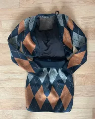 着用画像あり アーガイルニットカーディガン ニットスカート インナー セット まとめ売り