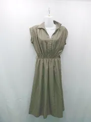 ◇ ◎ DOUX ARCHIVES オープンカラー ウエスト切替 カジュアル ロング丈 ワンピース サイズF カーキ レディース E  【1307040046685】