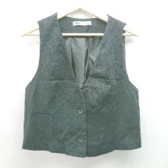 ◇ ZARA ザラ シンプル フォーマル 無地 ビジネス レイヤード オフィス ベスト サイズL ブラック レディース E  【1307040047217】