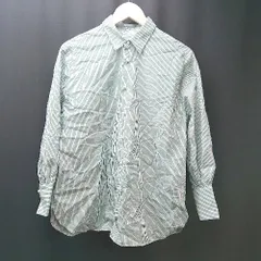 ◇ ROPE PICNIC ロペピクニック ストライプ柄 パール レギュラーカラー 長袖 シャツ サイズ38 グリーン系 レディース E  【1307040047101】