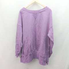 ◇ CLOCHE クロシェ 裏起毛 ゆったりめ スリット シンプル 無地 長袖 トレーナー サイズ02 パープル レディース E  【1307040048528】