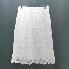 ◇ MISCH MASCH ミッシュマッシュ 花柄 きれいめ 大人っぽい ひざ丈 タイト スカート サイズM ホワイト レディース E  【1307040049044】