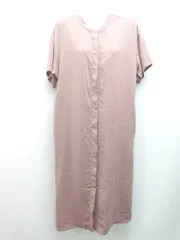 ◇ chocol raffine robe シンプル シャツ ゆったりめ 無地 半袖 ロング丈 ワンピース サイズF パープル レディース E  【1307040049426】