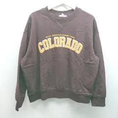 ◇ H＆M エイチアンドエム ゆったりめ シンプル 文字 カジュアル 裏起毛 長袖 トレーナー サイズM パープル レディース E  【1307040049402】