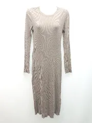 ◇ ZARA ザラ シンプル リブニット 無地 ラウンドネック 長袖 ロング ワンピース サイズM ブラウン レディース E  【1307040050521】