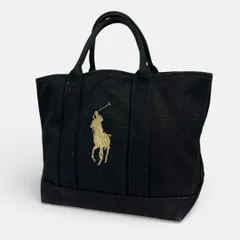 美品 RALPH LAUREN トートバッグ ビッグポニー キャンバス 黒
