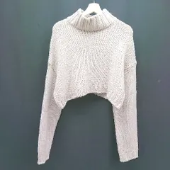 ◇ via j ヴィアジェイ ハイネック ショート丈 ケーブル 長袖 ニット サイズ38 アイボリー レディース E  【1307040052327】