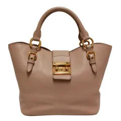 MIUMIU ミュウミュウ ハンドバッグ レザー ピンクベージュ【中古】 レディース