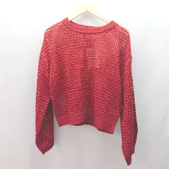 ◇ ◎ ●未使用● Classical Elf 透け感 カジュアル レイヤード 春 ガーリー 長袖 ニット サイズL レッド レディース E  【1307040055199】