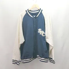 ◇ SPOC STORE アメカジ スポーティー レトロ 長袖 スタジアムジャンパー サイズL ブルー/ホワイト メンズ レディース E  【1307040055281】