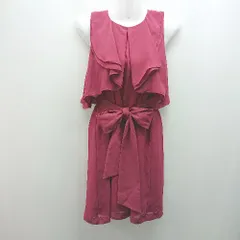 ◇ ◎ l'est rose レース バックファスナー フリル ガーリー パーティー ひざ丈 ワンピース サイズS ピンク レディース E  【1307040056127】