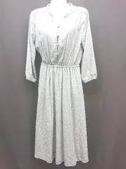 ◇ GLACIER Honeys ハニーズ 花柄 ウエストゴム ガーリー レトロ 長袖 ロング丈 ワンピース サイズM ブルー系 レディース E  【1307040055724】