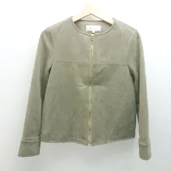 ◇ rope picnic スエード ノーカラー ジップアップ ストライプ カジュアル 長袖 ブルゾン サイズ36 ブラウン レディース E  【1307040056240】