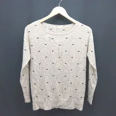 ◇ NATURAL BEAUTY BASIC Uネック ケーブル 起毛 総柄 薄手 シンプル 長袖 ニット サイズM ベージュ レディース E  【1307040057315】