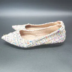 ◇ GSD ポインテッドトゥ 総柄 起毛 軽量 シンプル オシャレ 綺麗め カラフル パンプス サイズ37 ブラウン系 レディース E  【1307040057094】