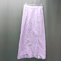 ◇ RETRO GIRL レトロガール ウエストゴム 裏地 薄手 スリット 膝丈 フレア スカート サイズF パープル レディース E  【1307040057087】