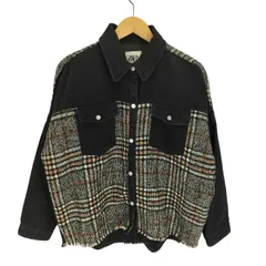 ザラ ZARA ニット切り替え 裾フリンジ デニム ジャケット レディース import：M 