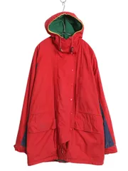 【お得なクーポン配布中!】 90s ★ ポロ ラルフローレン コットン マウンテンパーカー メンズ M 古着 中綿 マンパ フリース ライナー付き ハーフ コート ジャンパー 赤