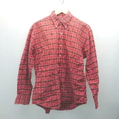 ◇ POLO BY RALPH LAUREN チェック柄 フロントボタン コットン100% カジュアル 長袖 シャツ サイズM レッド メンズ E  【1307040060216】