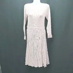 ◇ MISCH MASCH リブ素材 レース ラメ 袖ビジュー キラキラ 上品 長袖 ロング ワンピース サイズM ピンク レディース E  【1307040060087】