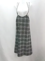 ◇ JEANASIS ジーナシス チェック柄 サイドファスナー おしゃれ 上品 - ロング ワンピース サイズF ブラック レディース E  【1307040059722】