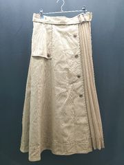 ◇ ◎ BEAMS HEART サイドプリーツ バックジップ ロング丈 フレア トレンチ スカート サイズM ベージュ レディース E  【1307040062470】