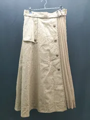 ◇ ◎ BEAMS HEART サイドプリーツ バックジップ ロング丈 フレア トレンチ スカート サイズM ベージュ レディース E  【1307040062470】