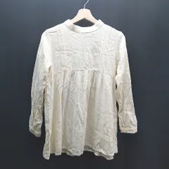 ◇ Samansa Mos2 サマンサ モスモス 花柄 刺繡 スタンドカラー 長袖 シャツ ブラウス サイズM オフホワイト レディース E  【1307040063453】