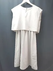 ◇ A day in the life UNITED ARROWS ウエストゴム フレア ノースリーブ 膝丈 ワンピース 表記なし ベージュ レディース E  【1307040063361】