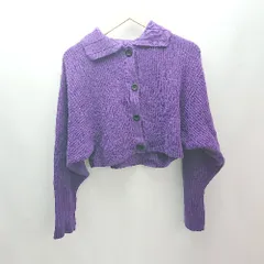◇ w closet ダブルクローゼット 襟付き ショート丈 カジュアル 長袖 ニット カーディガン 表記なし パープル レディース E  【1307040063316】