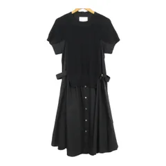 sacai ドッキングワンピース ブラック sacai（サカイ） 22AW Wool Knit x Chalk Stripe Dress ニット